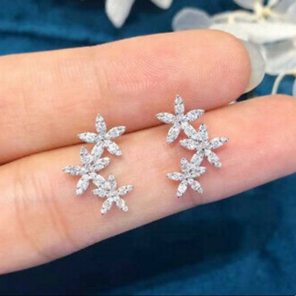 New Sterling silver diamond stone earrings - Picture 2 of 3